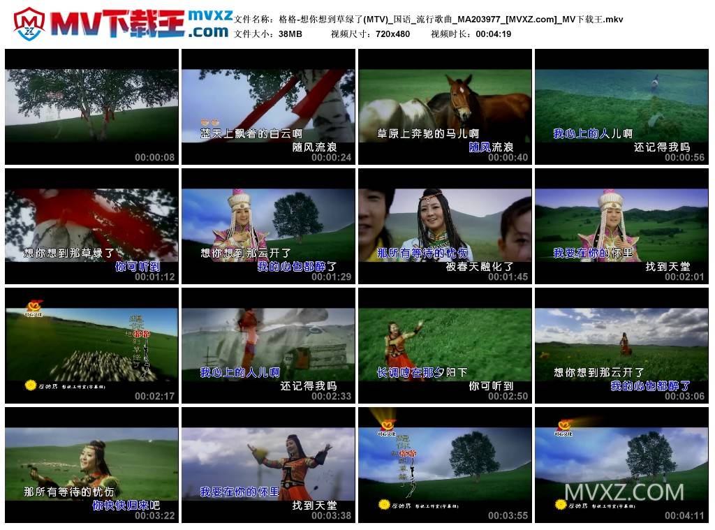 格格-想你想到草绿了(MTV)_国语_流行歌曲_MA203977